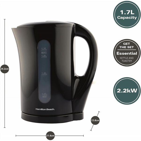Hamilton Beach Essential Plastic Kettle Black Open Box