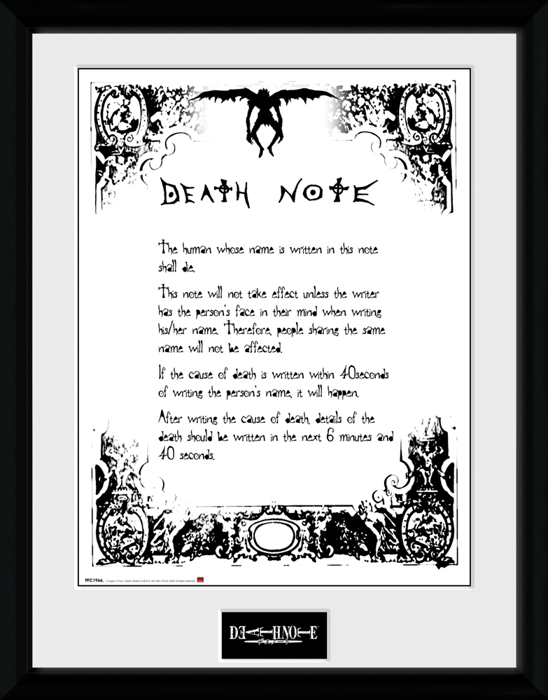 Death Note Death Note 30 x 40cm Framed Collector Print